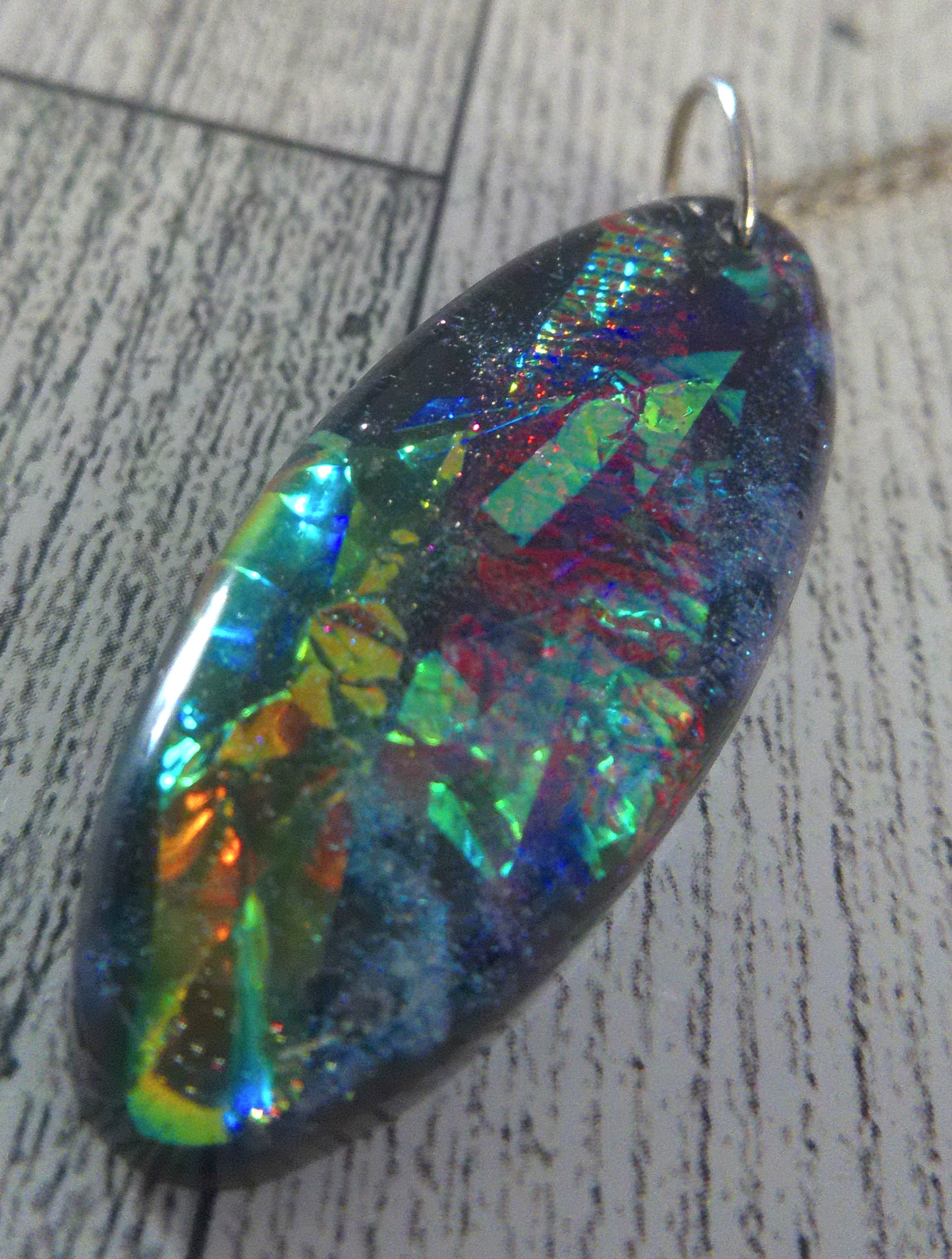Resin Faux-opal Oval Pendant
